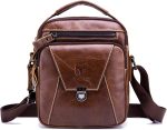 LUKZIJAES Genuine Leather Shoulder Bag Men Messenger Handbag Sling Crossbody Bag for Business Everyday Casual Travel
